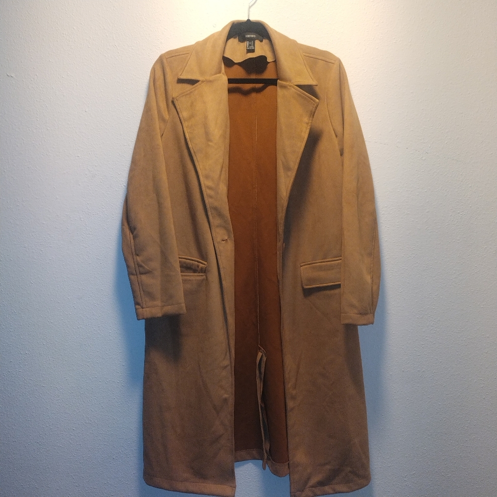 Forever 21 Women's long jacket beige button up size S